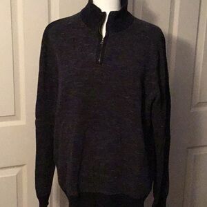 Gray and Black Preppy Tweed 3/4 zip sweater